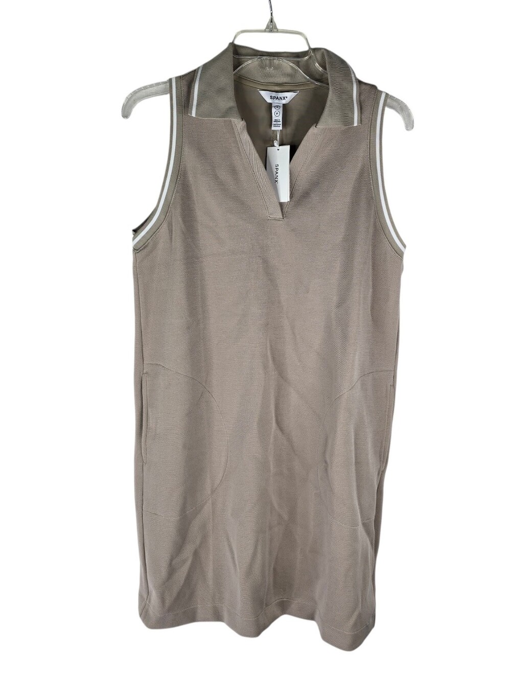 SPANX Womens Spanx AirPique Polo Tank Athletic Dress Ashwood Tennis Golf Tan